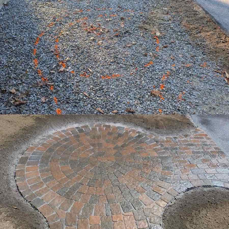Stone patio installed on a Lakes Region property