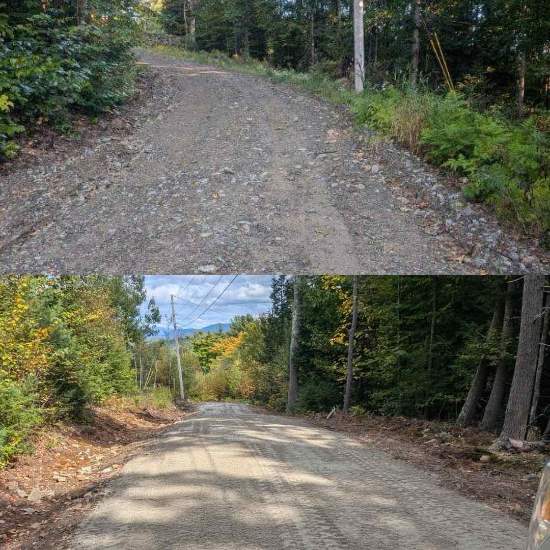 Freshly installed gravel driveway in Meredith, NH